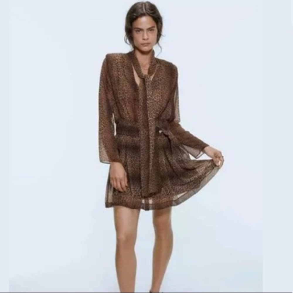 Zara cheetah print dress with belt